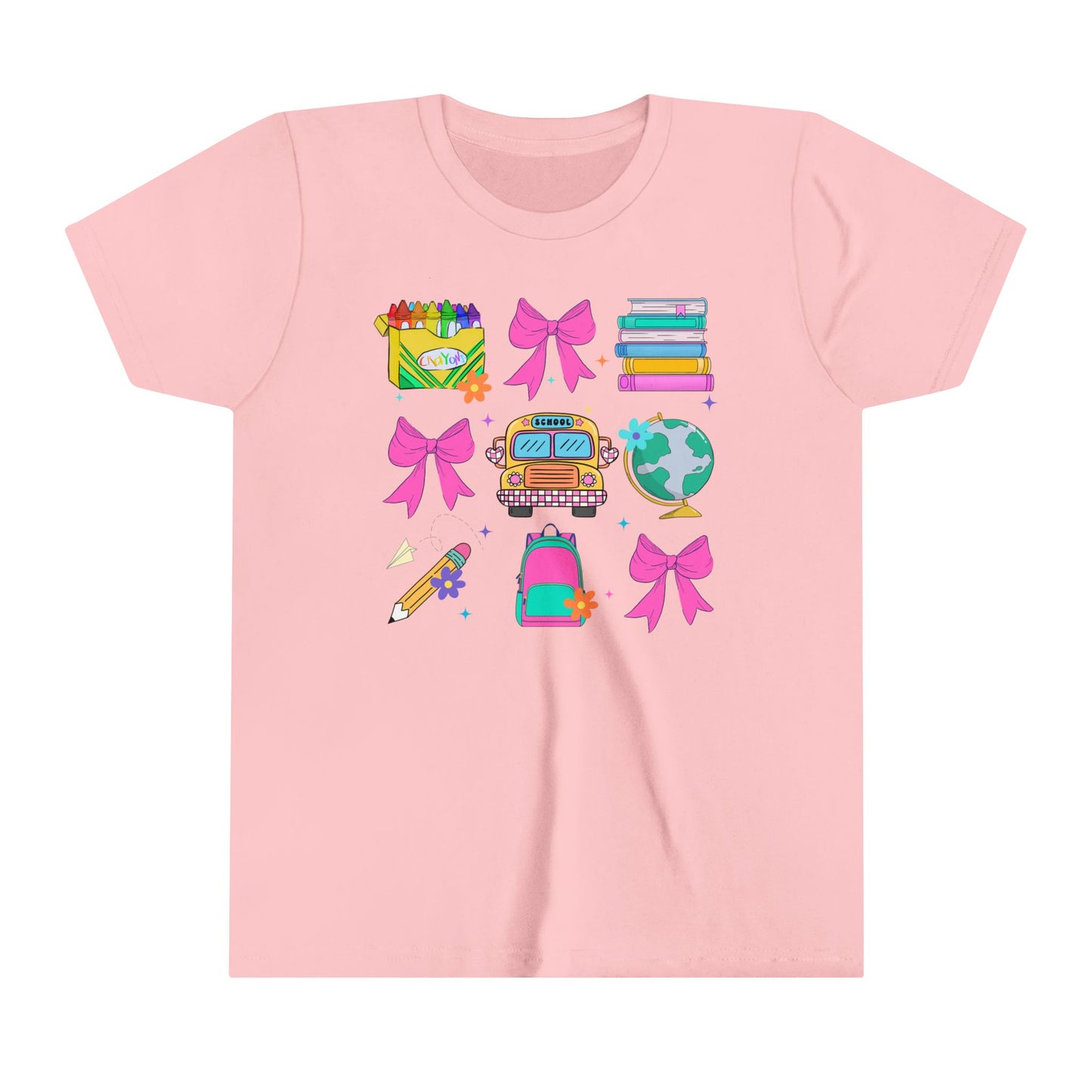 Back to School Bows Youth Short Sleeve Tee