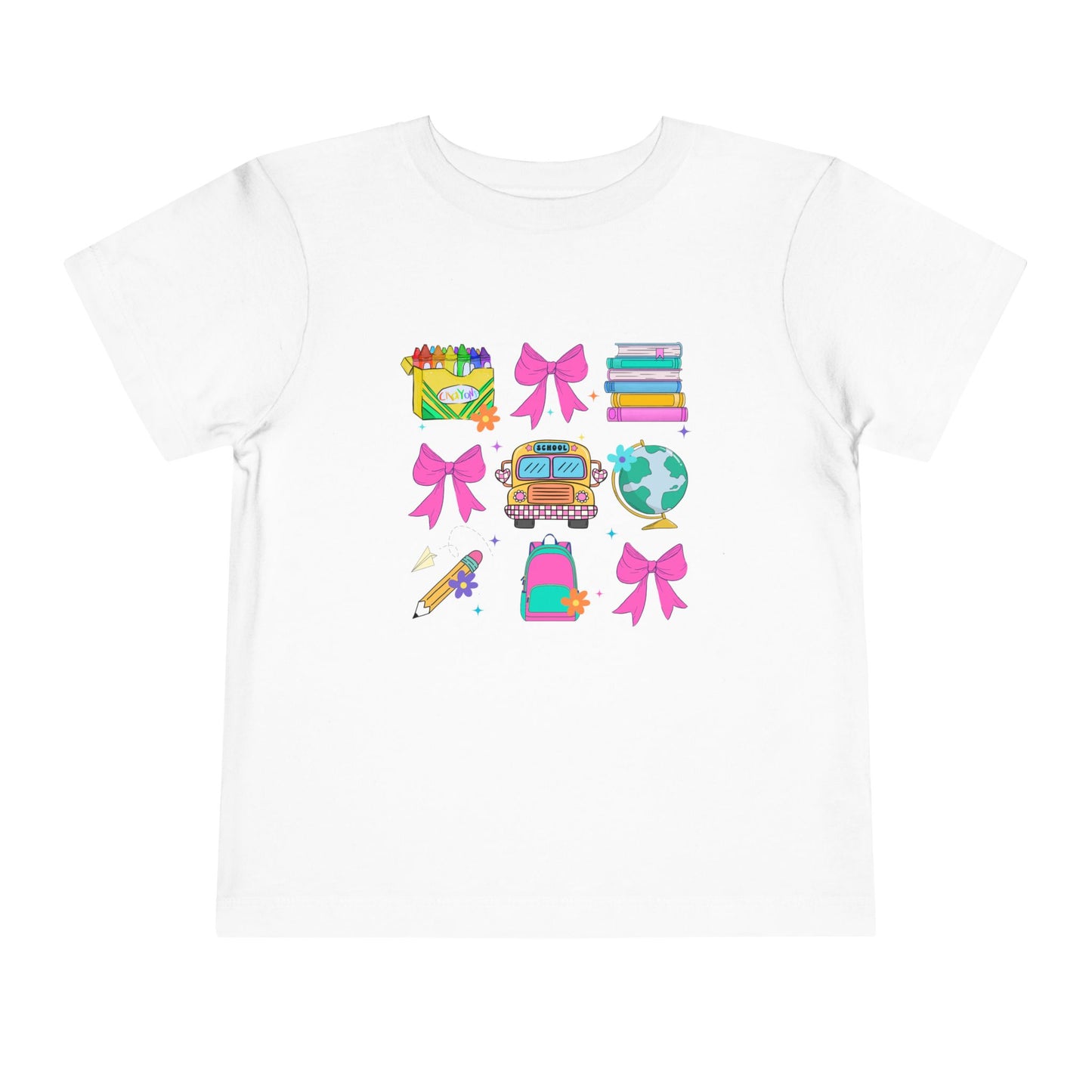 Back to School Bows Toddler Short Sleeve Tee