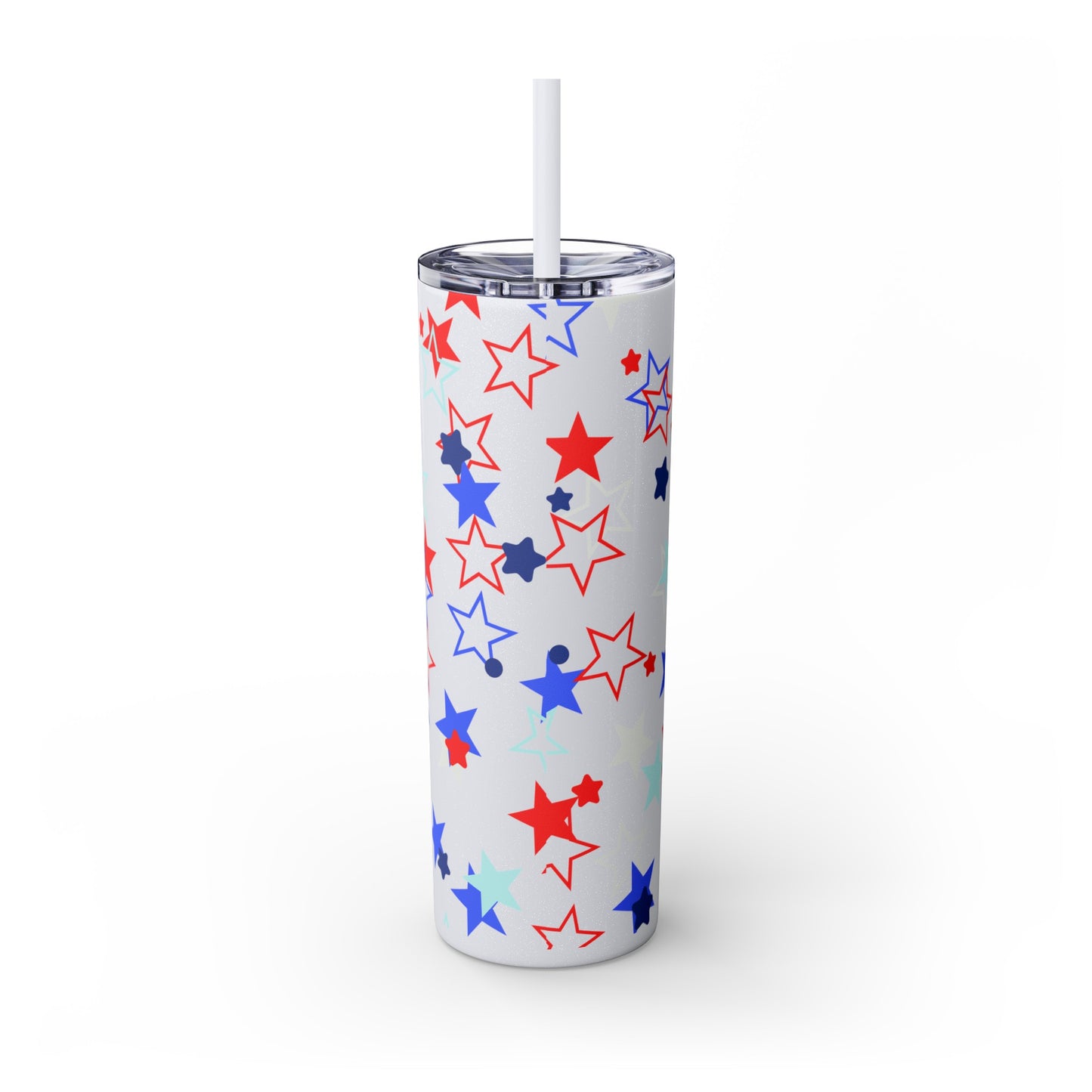 American Stars Skinny Tumbler with Straw, 20oz