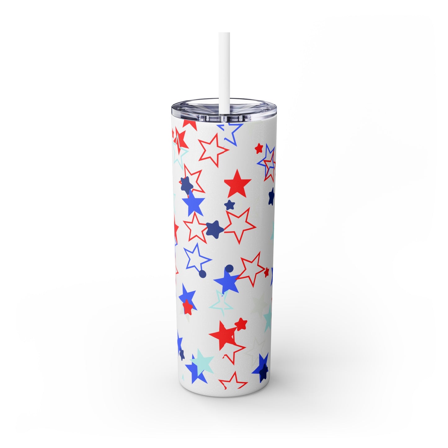 American Stars Skinny Tumbler with Straw, 20oz