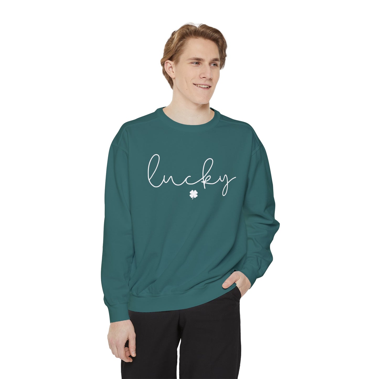Lucky Sweatshirt, Clover Sweatshirt, St Patricks Day Sweatshirt, Saint Patrick's Pullover, Lucky Sweater, Clovers, Simple Holiday Sweater