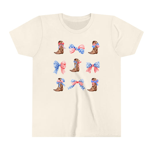 All American Boots & Bows Youth Short Sleeve Tee