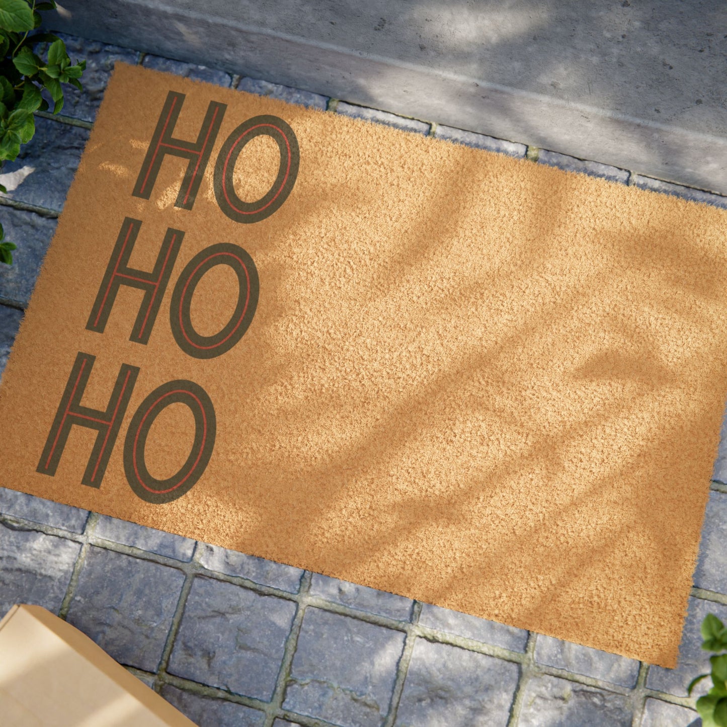 Green and Red Ho Ho Ho Holiday Doormat