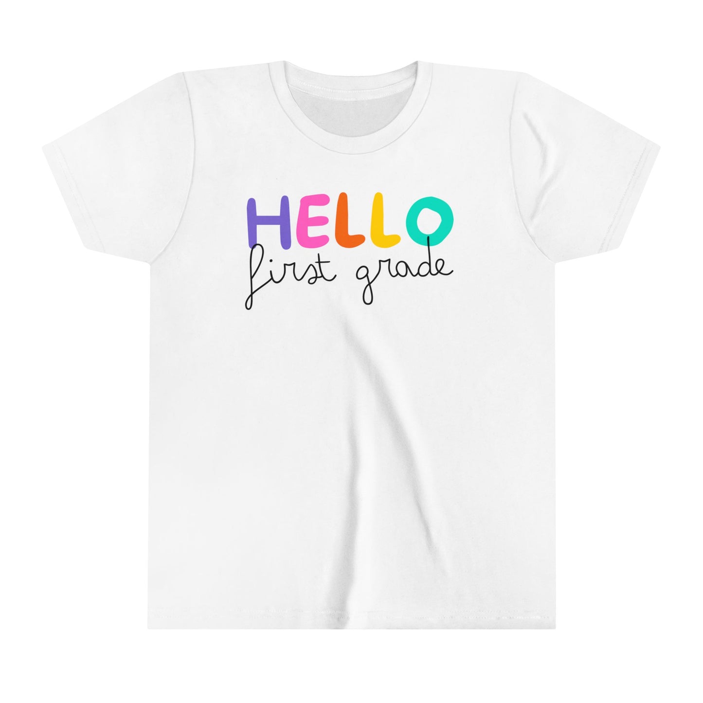 Hello 1st Grade Girly Youth Short Sleeve Tee