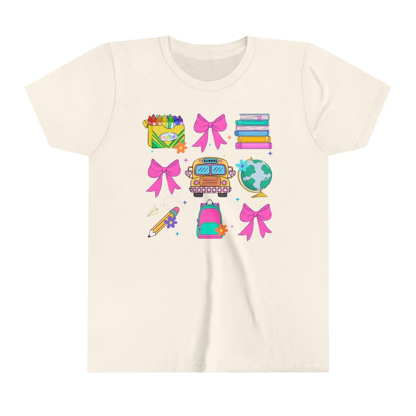 Back to School Bows Youth Short Sleeve Tee