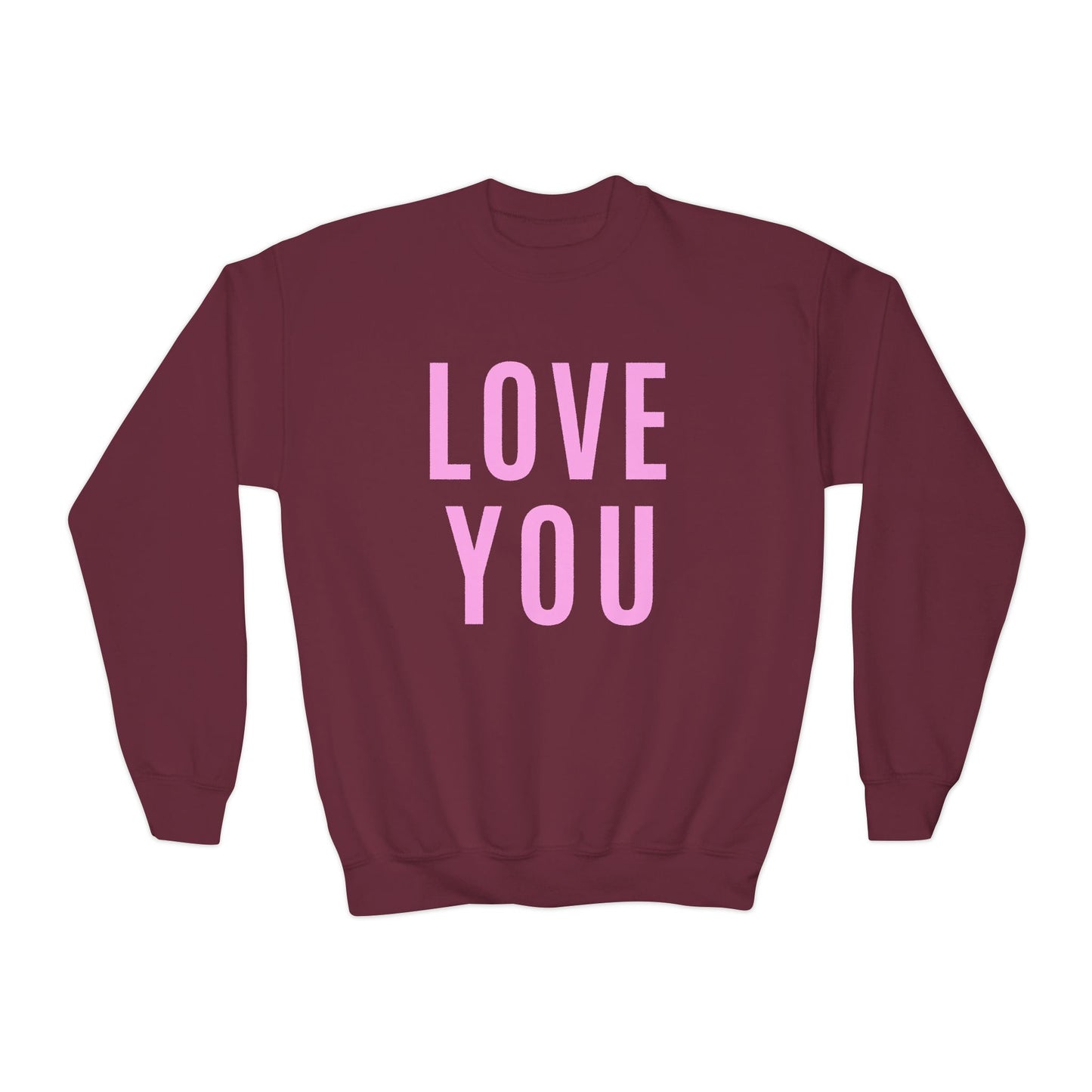 Pink Love You Youth Crewneck Sweatshirt