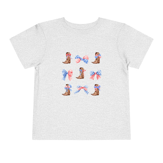 All American Boots & Bows Toddler Short Sleeve Tee