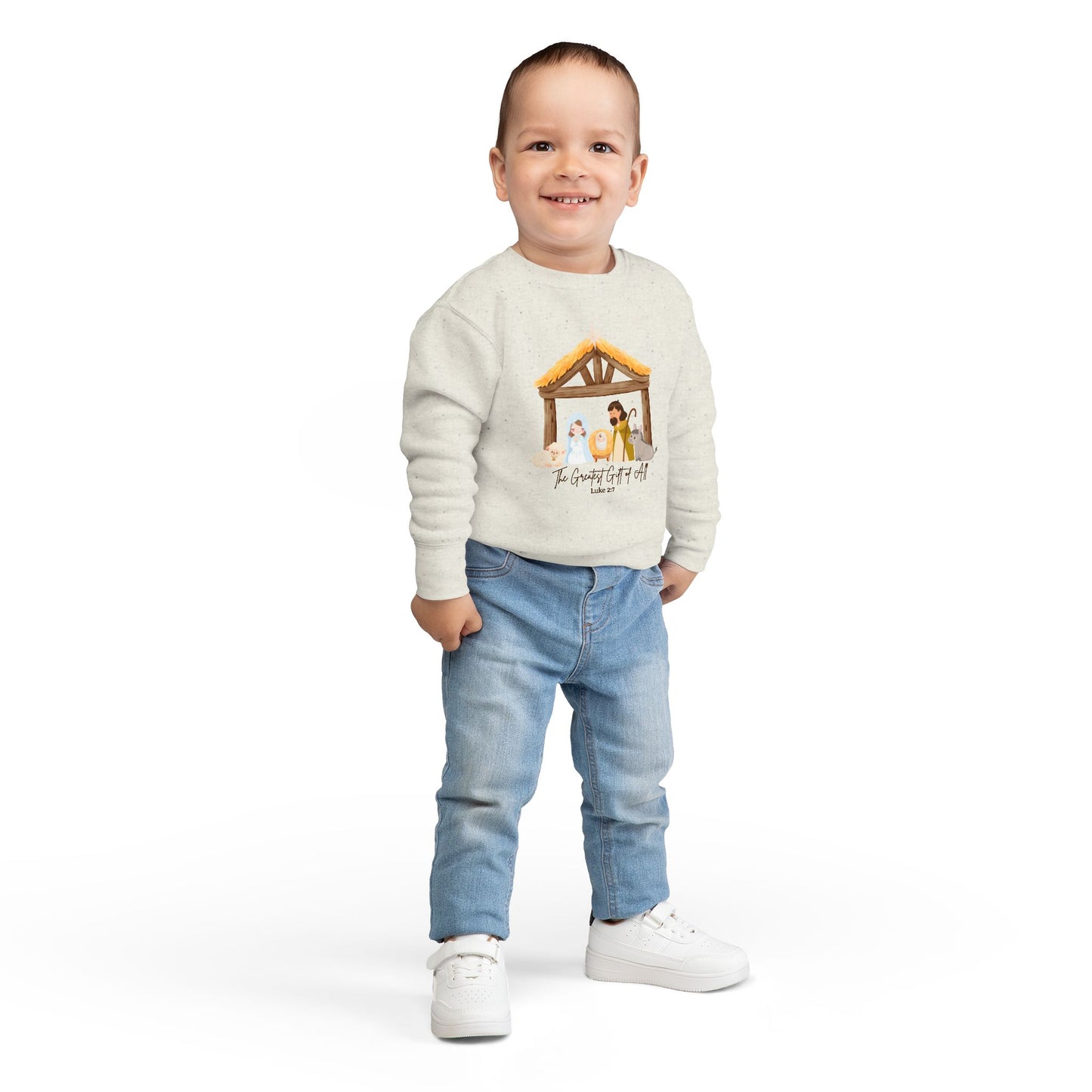 Toddler Nativity Greatest Gift of All Christmas Crewneck
