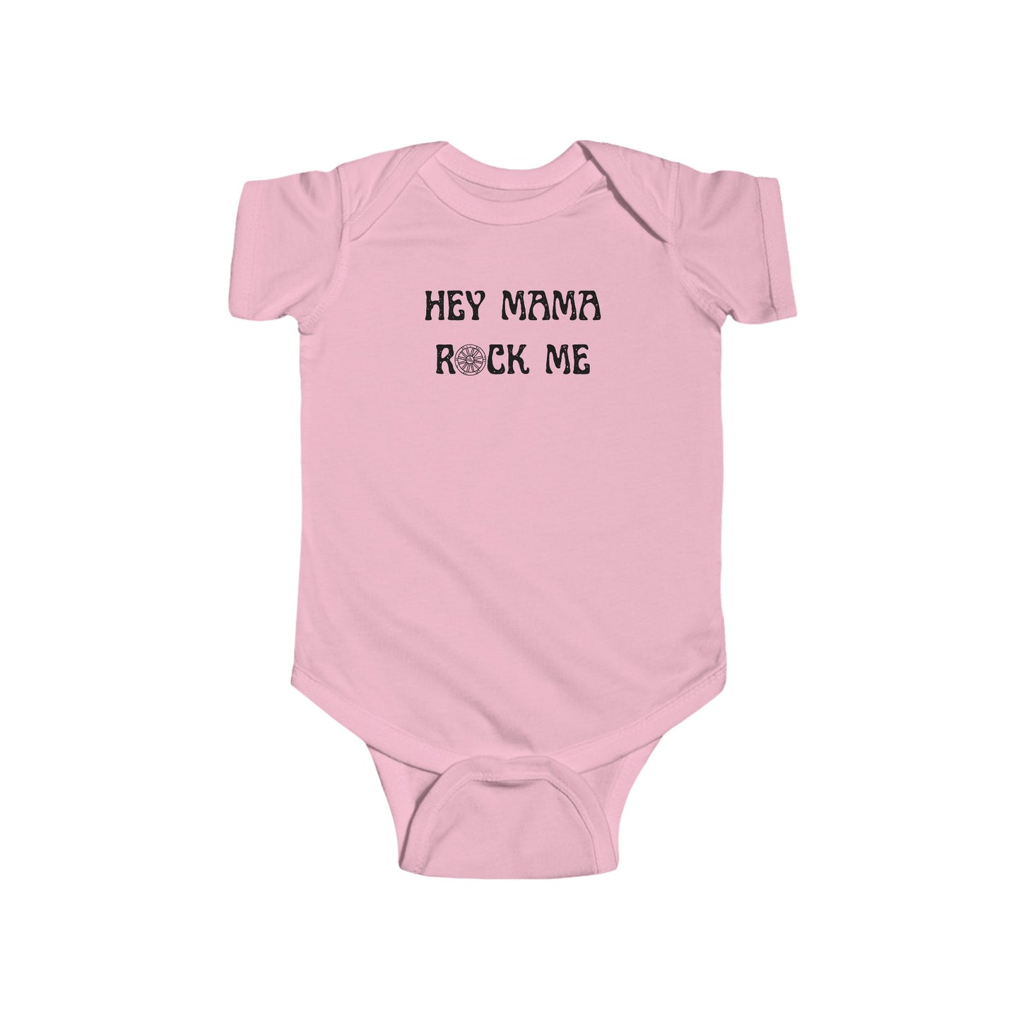 Hey Mama Rock Me Wagonwheel Infant Jersey Bodysuit