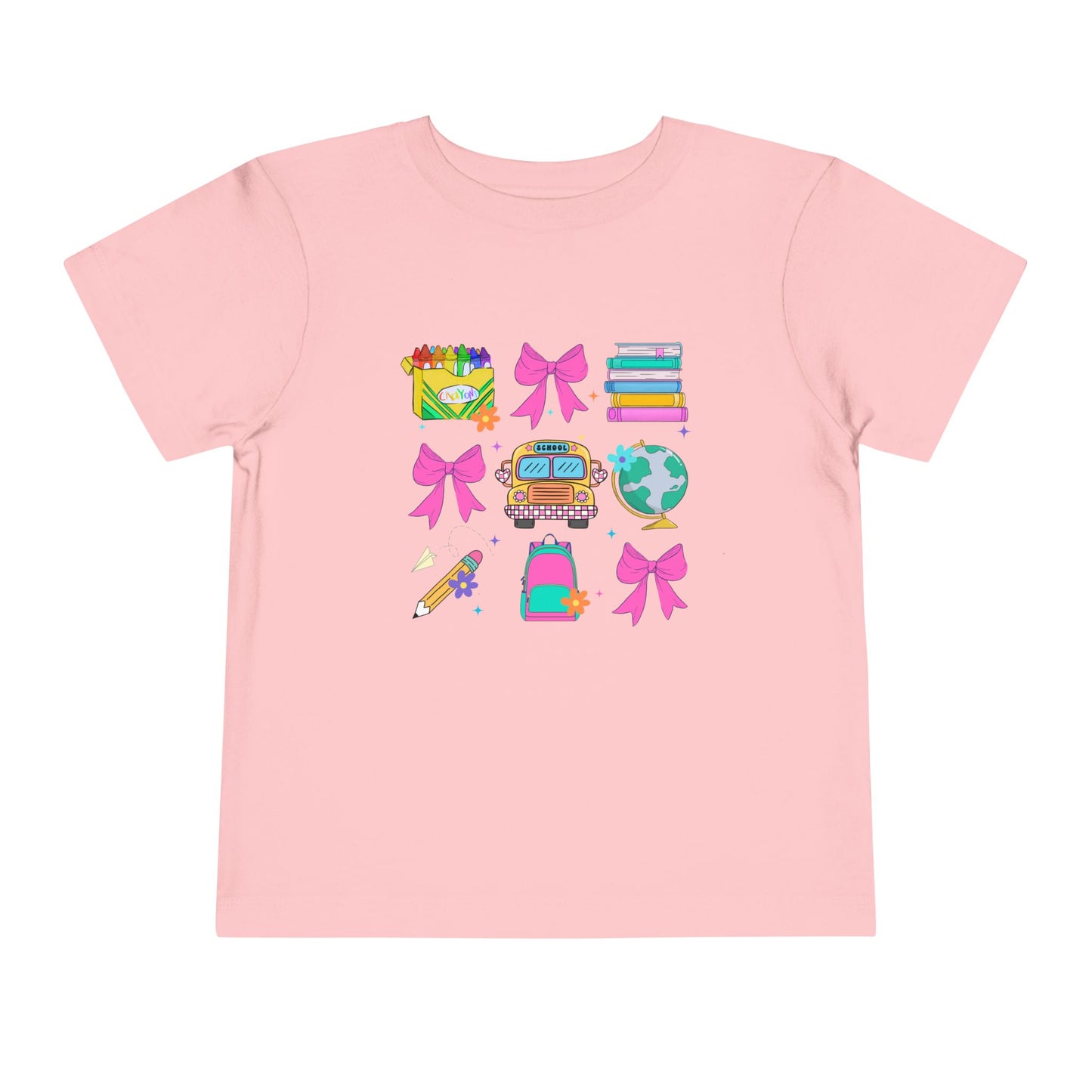 Back to School Bows Toddler Short Sleeve Tee