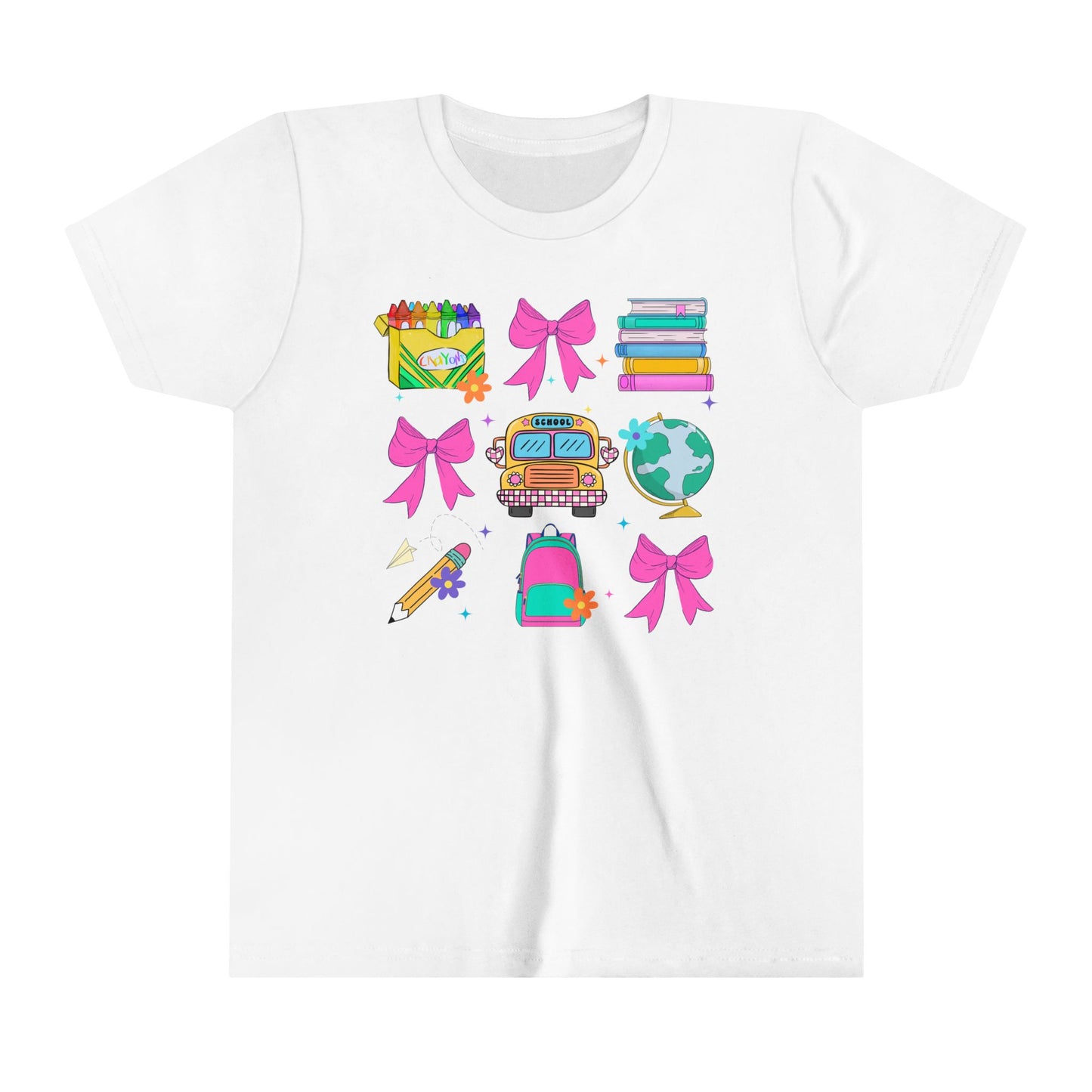 Back to School Bows Youth Short Sleeve Tee