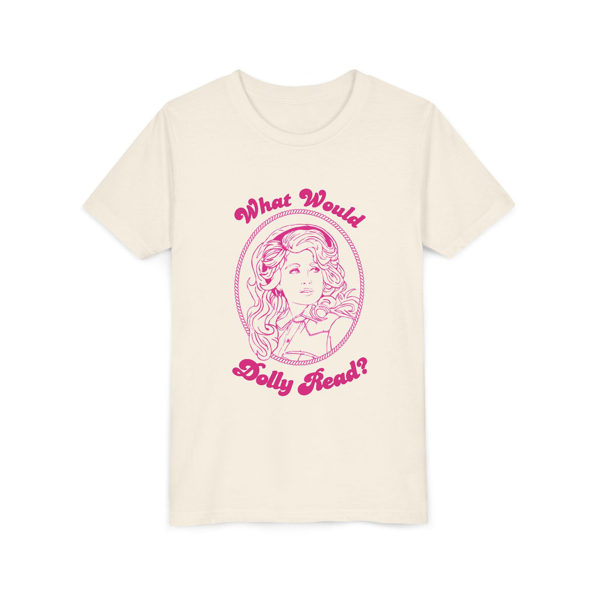 Pink Youth Tee — "What Would Dolly Read?" Dolly Parton Imagination Library Fundraising Shirt