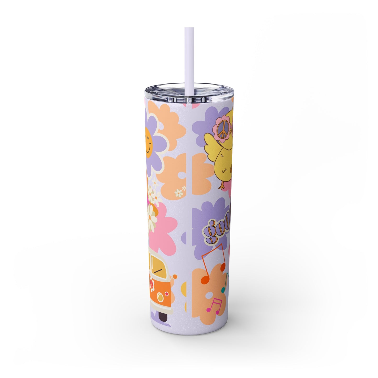 Groovy Chickadee Skinny Tumbler with Straw, 20oz