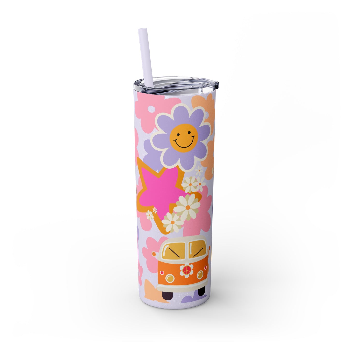 Groovy Chickadee Skinny Tumbler with Straw, 20oz