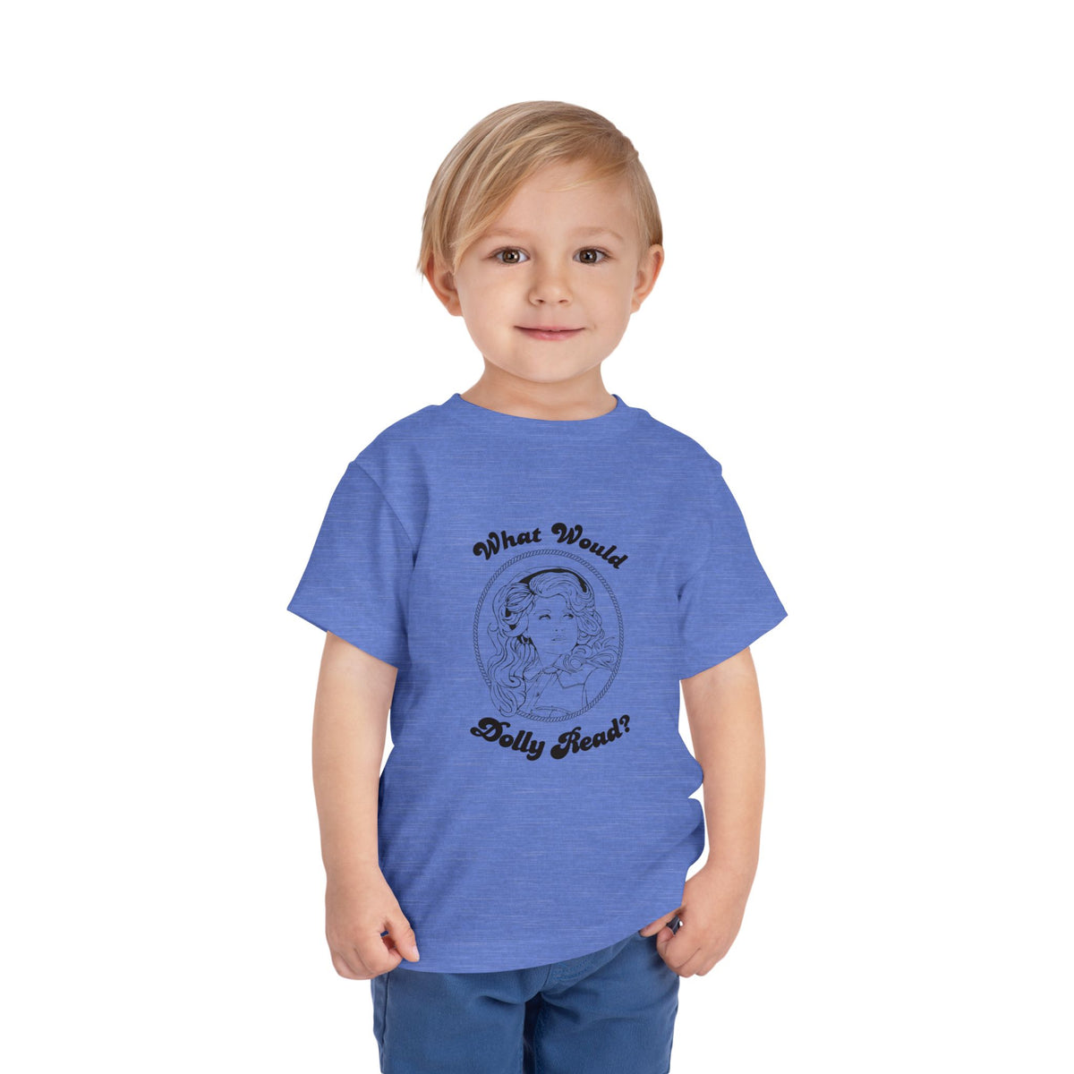 Toddler Tee — "What Would Dolly Read?" Blue Dolly Parton Imagination Library Fundraising Shirt