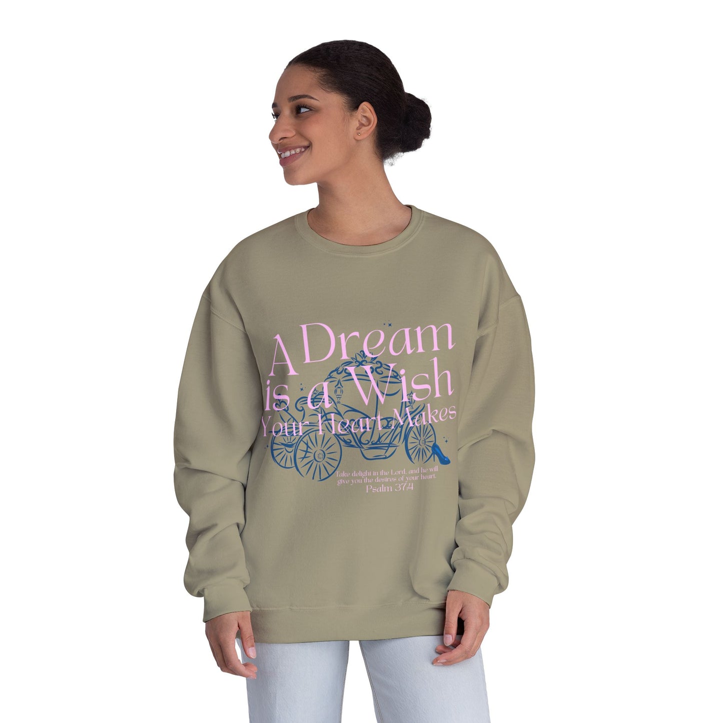 Dream Is a Wish Crewneck Sweatshirt — "A Dream is a Wish" Fairy Tale Quote Pullover